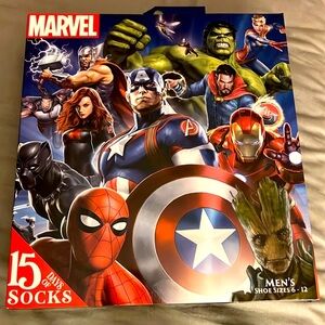 MARVEL AVENGERS-15 Days of Socks- Gift Boxed-Men’s Size 6-12